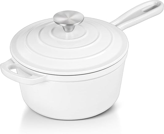 1 QT Enameled Cast Iron Saucepan, Leonyo Sauce Pan by Leonyo