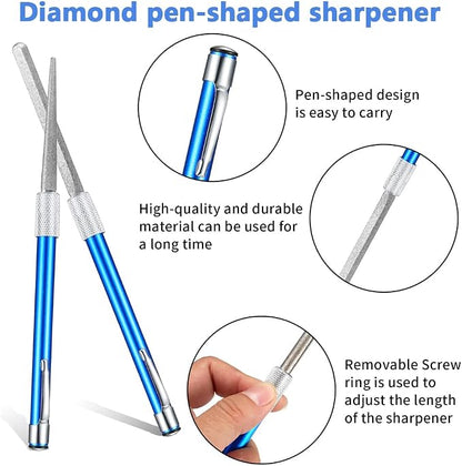 Wolfride 2Pcs Serrated Knife Sharpener, Retractable Diamond Sharpening Rod - Image 4