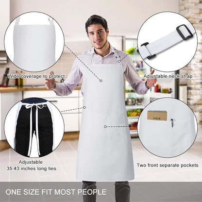 Jubatus 2 Pack Bib Aprons with 2 Pockets Cooking Chef Kitchen Apron - Image 2
