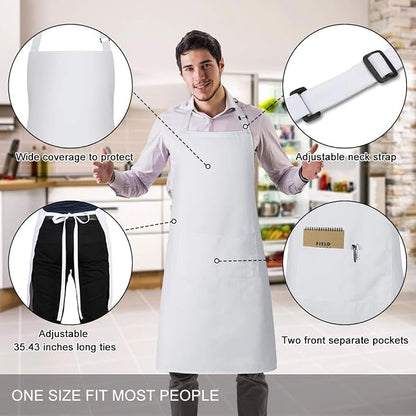 Jubatus 1 Pack Bib Aprons with 2 Pockets Cooking Chef Kitchen Apron - Image 2