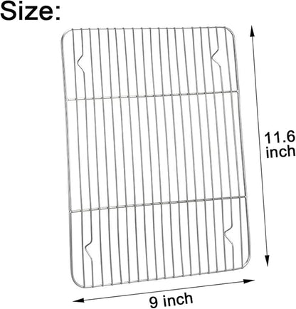 E-far Baking Cooling Rack Set of 2, Stainless Steel Metal Roasting Cooking Racks - Image 2