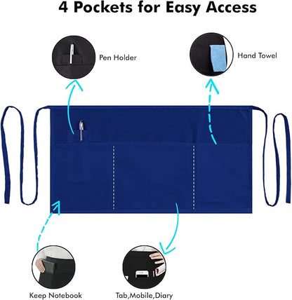 Dreamology Waitress Apron with Pockets, Server Aprons with 3 Pockets, Short & - Image 4