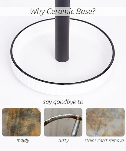 VROOMIUM Black Paper Towel Holder Countertop, Ceramic Base Easy-to-Clean - Image 2