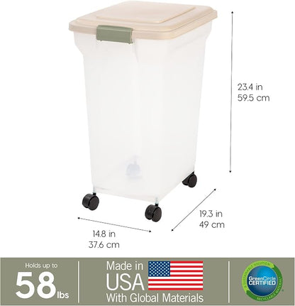 IRIS USA Dog Food Storage Container 58 lbs, Attachable Wheels, - Image 3