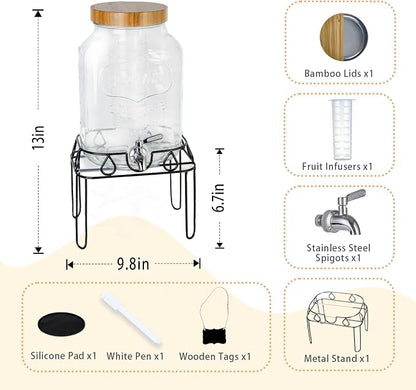 2 Gallon Glass Drink Dispenser - Image 2