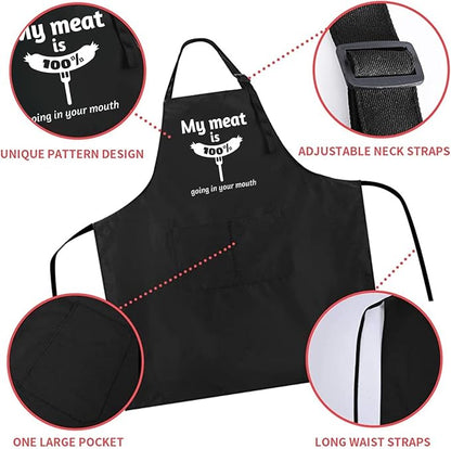 Rosoz Funny BBQ Black Chef Aprons - Image 3