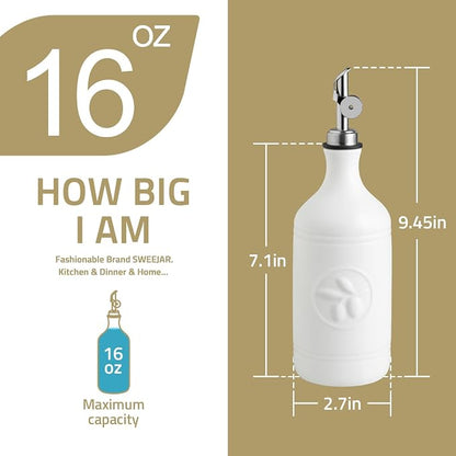 Sweejar 16 Oz Ceramic Olive Oil Dispenser Bottle, Oil Dispenser - Image 5
