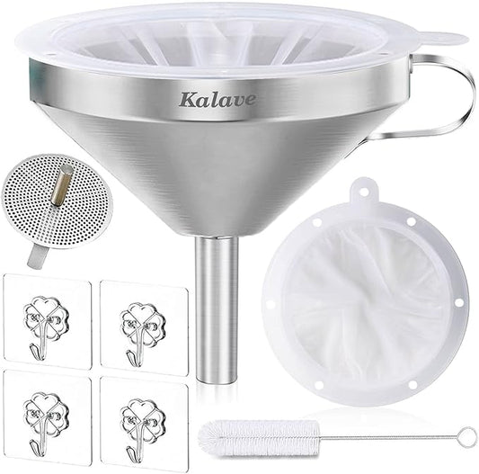 KALAVE Premium Stainless Steel Funnel, 5 Inch Food Grade Kitchen Funnels by Kalave