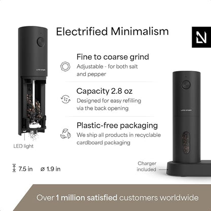 LARS NYSØM Electric Salt and Pepper Grinder Set, USB Rechargeable, Automatic - Image 4
