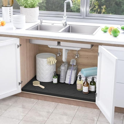 SIKADEER 31" x 19" Under Sink Mat Waterproof, Silicone Mat Kitchen Drawer Shelf - Image 2