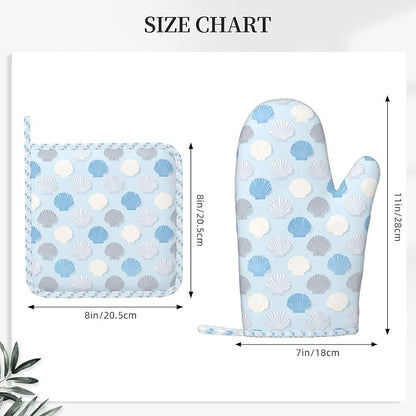 Oven Mitts and Pot Holders Summer Seashell Blue Pastel Silicone Kitchen - Image 3