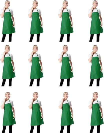 Total 12 PCS Plain Bib Blackish Green Bulk Aprons by TSDSTORY
