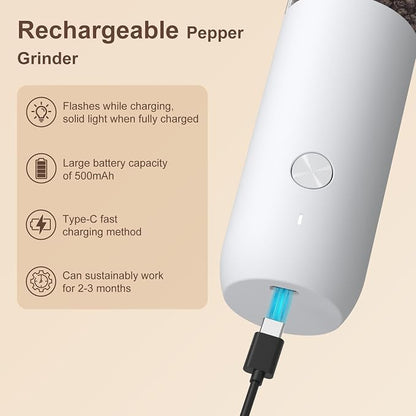 Ultrean Electric Pepper Grinder, Rechargeable Salt and Pepper Grinder - Image 4