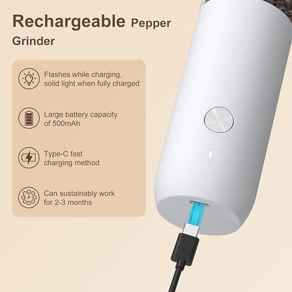 Ultrean Pepper Grinder, Rechargeable Salt and Pepper Grinder Set - Image 4