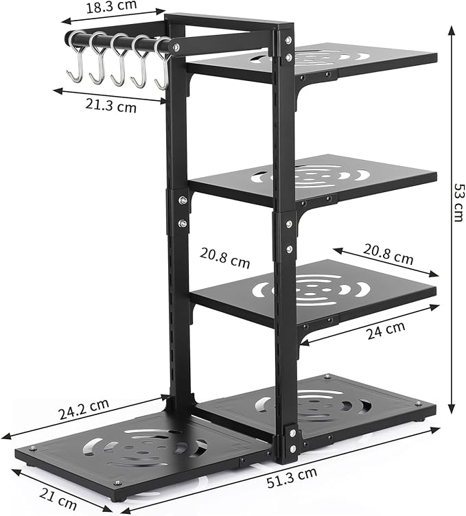 4-Tier Pot and Pan Organizer Rack, Adjustable Kitchen Cabinet Storage - Image 3