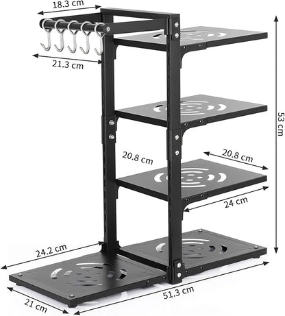 4-Tier Pot and Pan Organizer Rack, Adjustable Kitchen Cabinet Storage - Image 3