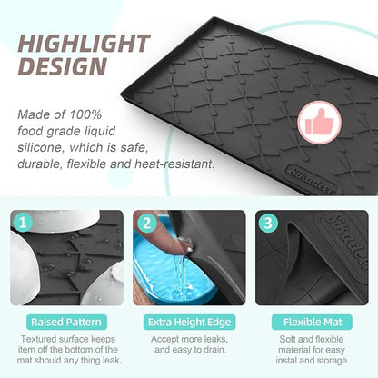 SIKADEER 37" x 22" Under Sink Mat Waterproof, Silicone Mat Kitchen Drawer Shelf - Image 4