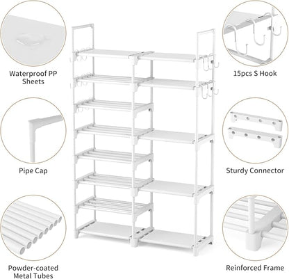 ROJASOP White Shoe Rack, Tall Metal Shoe Rack Organizer - Image 5