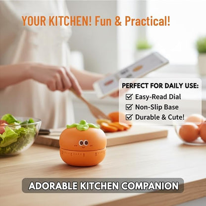 Cute Kitchen Timer with 60-Minute Mechanism, Non-Slip Base, Easy-Read Dial - Image 2