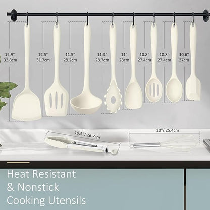 10 Pack Kitchen Utensils Set for Cooking, Leonyo Silicone Cooking Utensils Set - Image 2