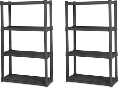 Sterilite 2-Pack 4 Shelf Unit, Heavy-Duty Shelving Storage and Utility Rack by Sterilite