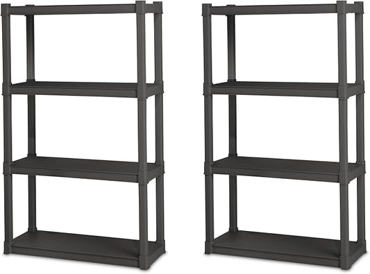 Sterilite 2-Pack 4 Shelf Unit, Heavy-Duty Shelving Storage and Utility Rack by Sterilite