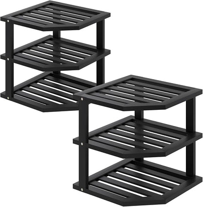 VERTORGAN 3 Tier Bamboo Corner Shelf, Dish Drying Rack, Plate Organizer by VERTORGAN