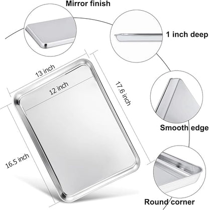 TeamFar Baking Sheet, 17.6’’ x 13’’ x 1’’ Stainless Steel Large Cookie Sheet - Image 2