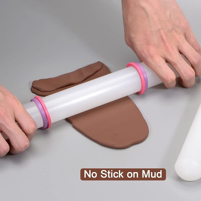 HARFINGTON Fondant Rolling Pin 13 Inch x 1.38 Inch PP Plastic Non-Stick Fondant - Image 5