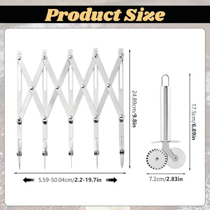 5 Wheel Pastry Cutter, Stainless Pizza Slicer, with1 Pc Double Wheel Cutter - Image 2