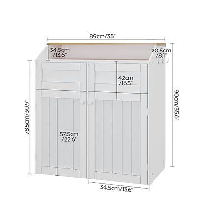 YATINEY Double Trash Cabinet, 20 Gallon Freestanding Trash Can Cabinet - Image 3