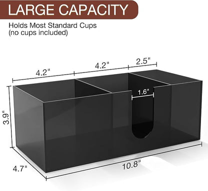 Acrylic Coffee Cup Holder for Countertop Breakroom, 3 Slots Acrylic Coffee Bar - Image 2