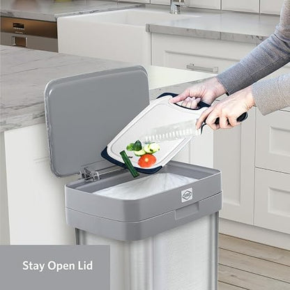 Clorox 13 Gallon Trash Can - 50L Kitchen Trash Can - Rectangular Stainless - Image 7