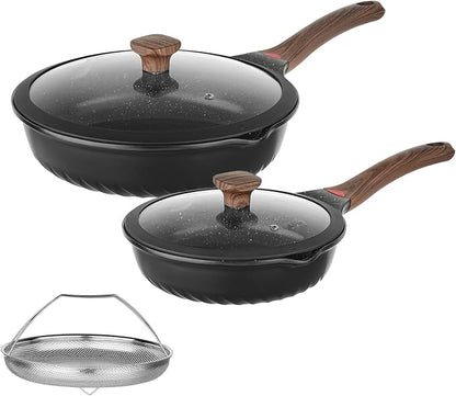 Vinchef Non Stick Frying Pans Set, Deep Frying Pan & Saute Skillet, PFAS PFOA & by VINCHEFMeetBetterLife