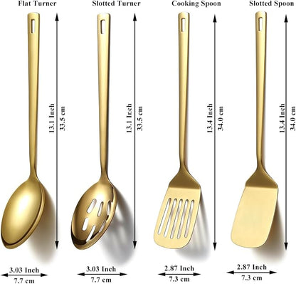 Homquen Gold Kitchen Utensils Set 4pcs, Titanium Gold Plating Stainless Steel - Image 2