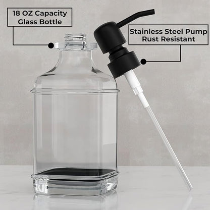 GLADPURE 2 Pack Soap Dispenser, 18 Oz Antique Design Thick Glass Hand - Image 2