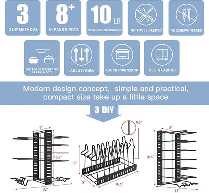 Felibeaco Adjustable Pots and Pans Organizer Rack - Image 3