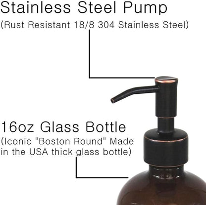 2 Pack Thick Amber Glass Pint Jar Soap Dispenser - Image 3