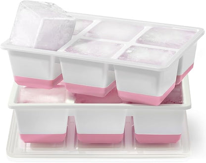 Large Ice Cube Trays 2 Pack, Easy Release 2.4" Super Big Ice Cubes, Stackable by Jrisbo