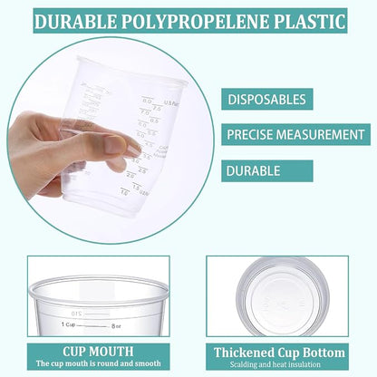 Taeku Measuring Cups Plastic, 8 oz Disposable Clear Epoxy Cups - Image 3