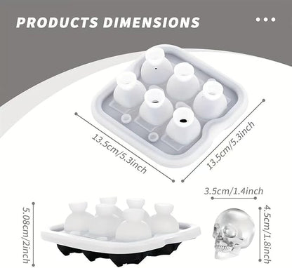 Skull Ice Cube Mold, 6-Cavity Silicone Ice Tray - Image 3