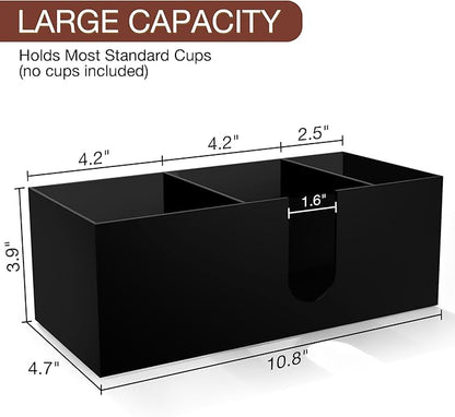 Acrylic Coffee Cup Holder for Countertop, 3 Slots Acrylic Coffee Bar - Image 2
