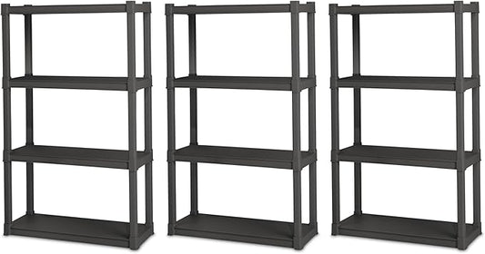 Sterilite 3-Pack 4 Shelf Unit, Heavy-Duty Shelving Storage and Utility Rack by Sterilite