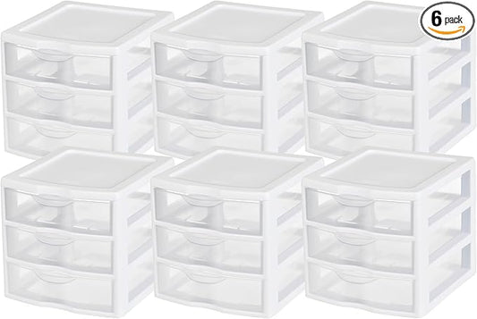 Sterilite Clearview Plastic Multipurpose Small 3 Drawer Desktop Storage by Sterilite