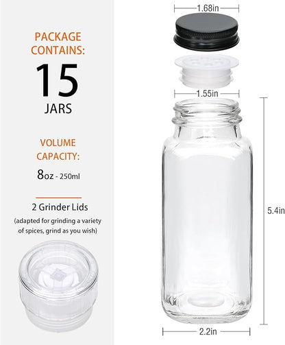15 Pack 8oz Glass Spice Jars - Image 2