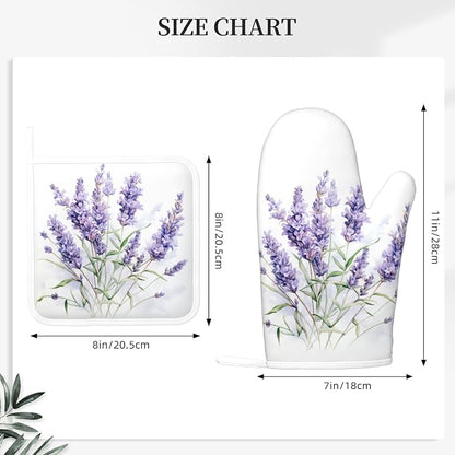Oven Mitts and Pot Holders Lavender Watercolor Flower Floral Silicone Kitchen - Image 3
