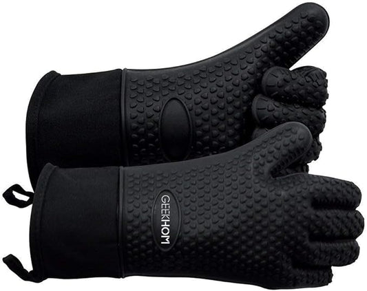 GEEKHOM BBQ Gloves Heat Resistant, 13.7 Inch Long Waterproof Silicone Oven Mitts by GEEKHOM