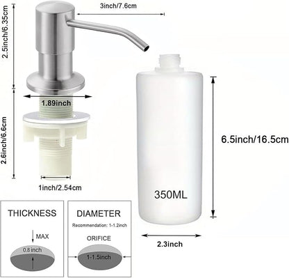 Soap Dispenser for Kitchen Sink, Stainless Steel Built in Soap Dispenser - Image 3