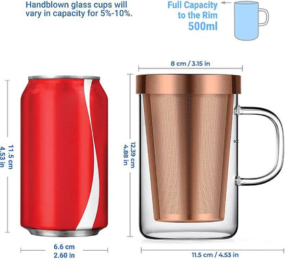 ecooe Tea Infuser Mug 16.9oz Glass Tea Cup - Image 2