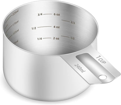 1PCS 1Cup Single Measuring Cup, Etched Inner Scale Stainless Steel Measure Scoop by BERYLER